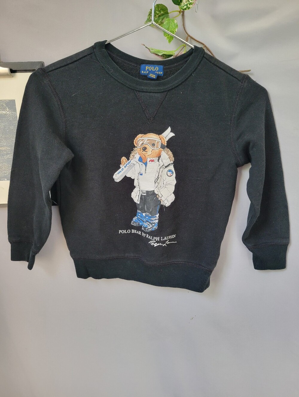 Polo Ralph Lauren Ski Bear Fleece Crew Neck Sweatshirt Black 5